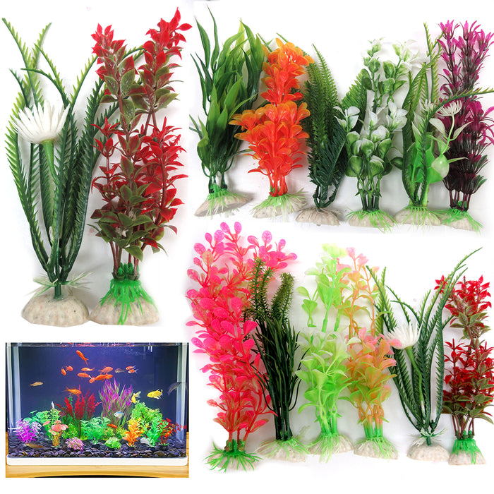 8pc Fish Tank Aquarium Artificial Plants Plastic Aquatic Decoration Ornament 6"