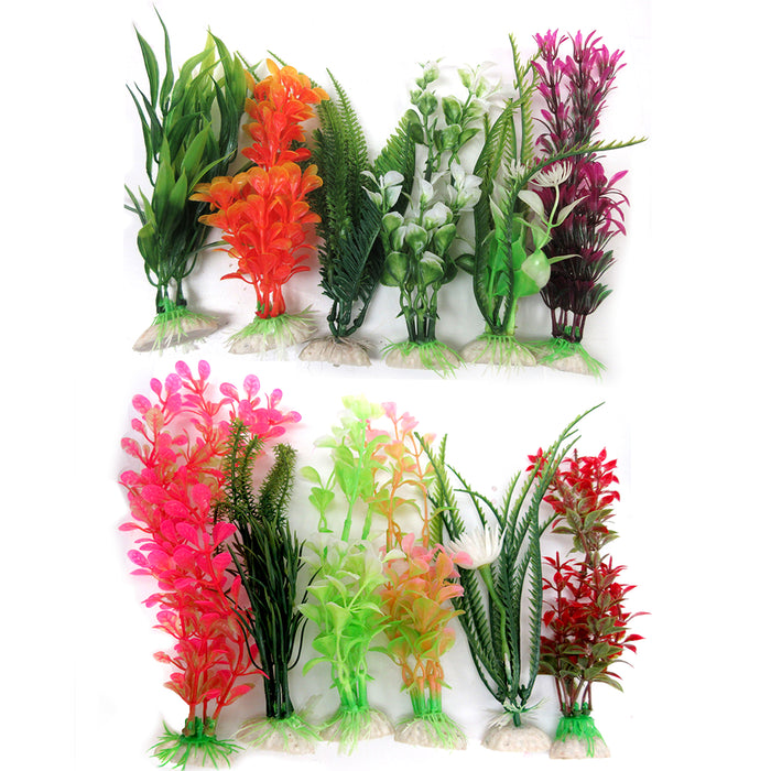 8pc Fish Tank Aquarium Artificial Plants Plastic Aquatic Decoration Ornament 6"