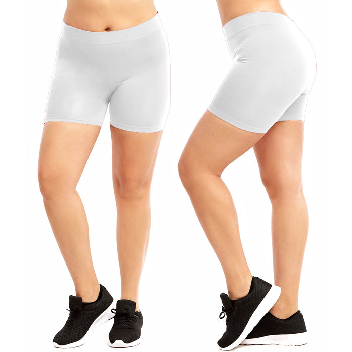 3 Pc Women's White Plus Legging Seamless Shorts Stretch Biker Sexy Solid Spandex