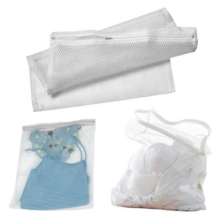 2 Pc White Mesh Laundry Bag 14" x 18" Wash Lingerie Delicates Panties Hose Bras