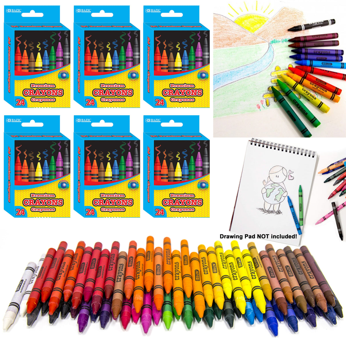 BAZIC 8 Color Premium Crayons Bazic Products