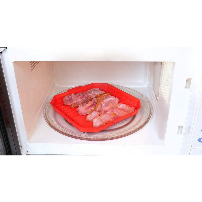 2 X Microwave Oven Bacon Rack Cooker Tray Cook Crisp Breakfast Meal Home Dorm