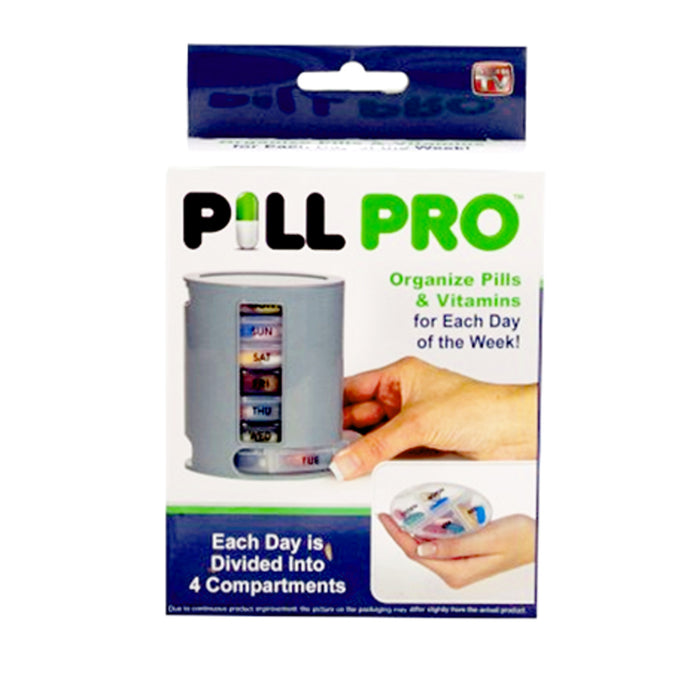 Pill Pro 7 Day Weekly Organizer 4 Compartment Morning Noon Eve Bed Medication