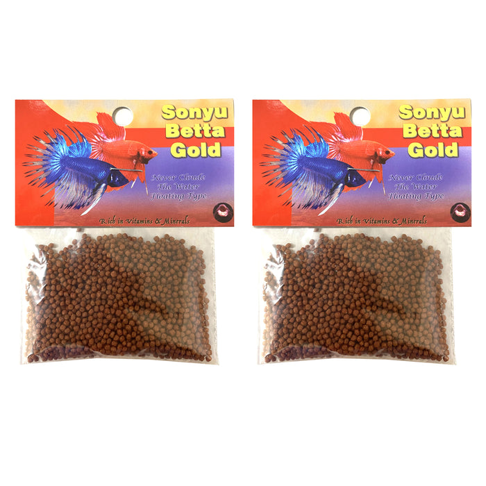 2 Packs Betta Gold Baby Pellets Fish Food Floating Tropical Goldfish 1.25oz Each