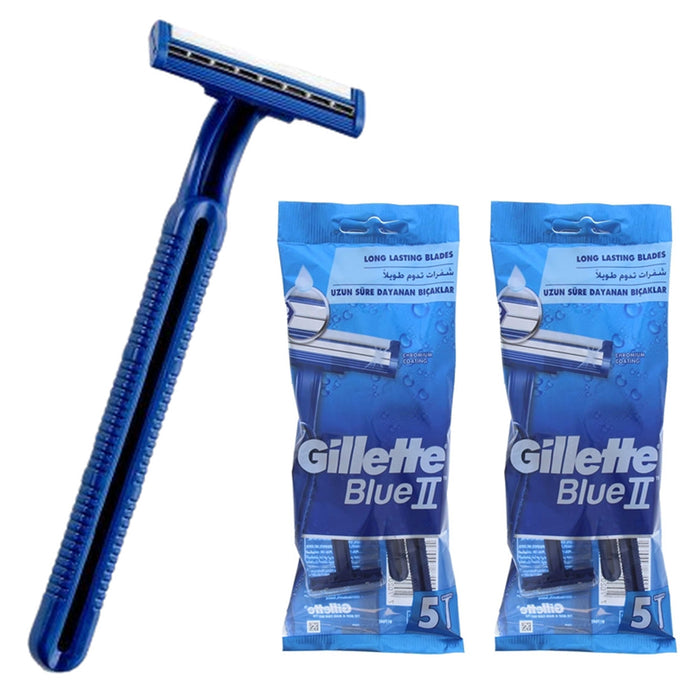 10 Gillette Disposable Razors Blue 2 Twin Blade Ultra Grip Hair Remover Shaver