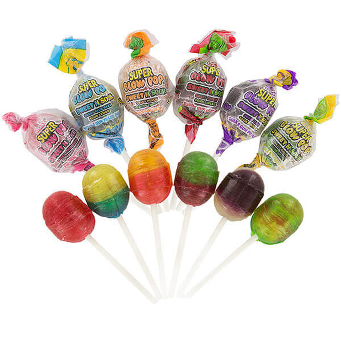 30 Pc Super Blow Pops Sweet Sour Gum Lollipops Party Favor Gift Goody Bag Candy