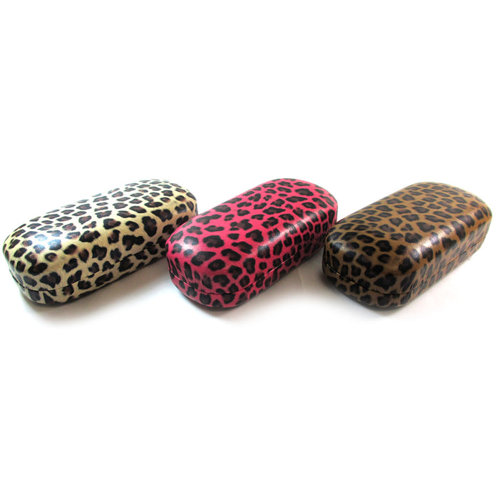 1 Hard Leopard Print Case Sunglasses Eye Glasses Portable Clam Shell Protector