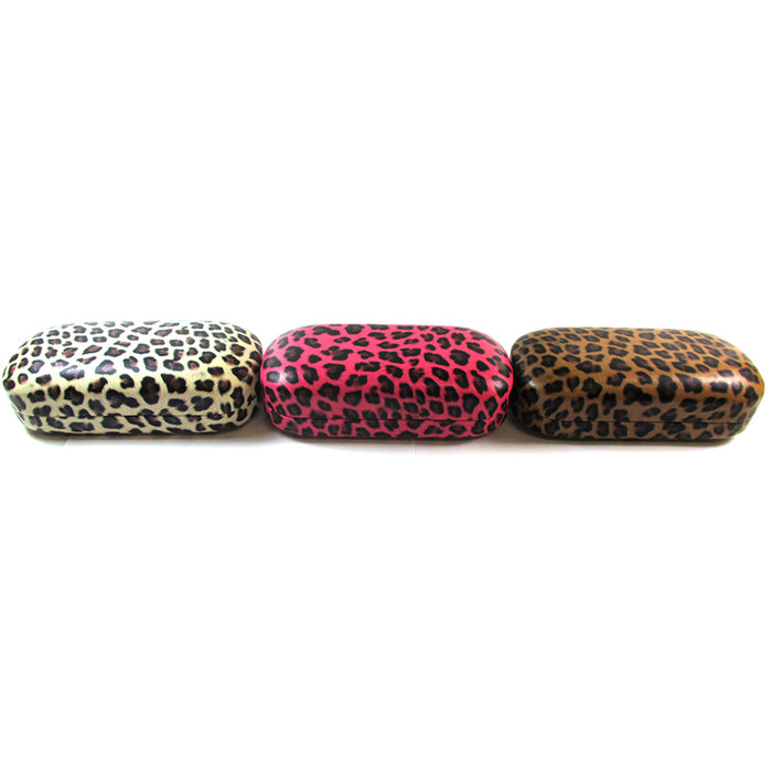 1 Hard Leopard Print Case Sunglasses Eye Glasses Portable Clam Shell Protector