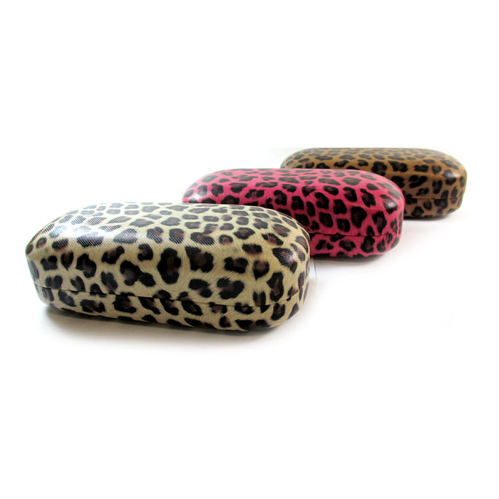 1 Hard Leopard Print Case Sunglasses Eye Glasses Portable Clam Shell Protector