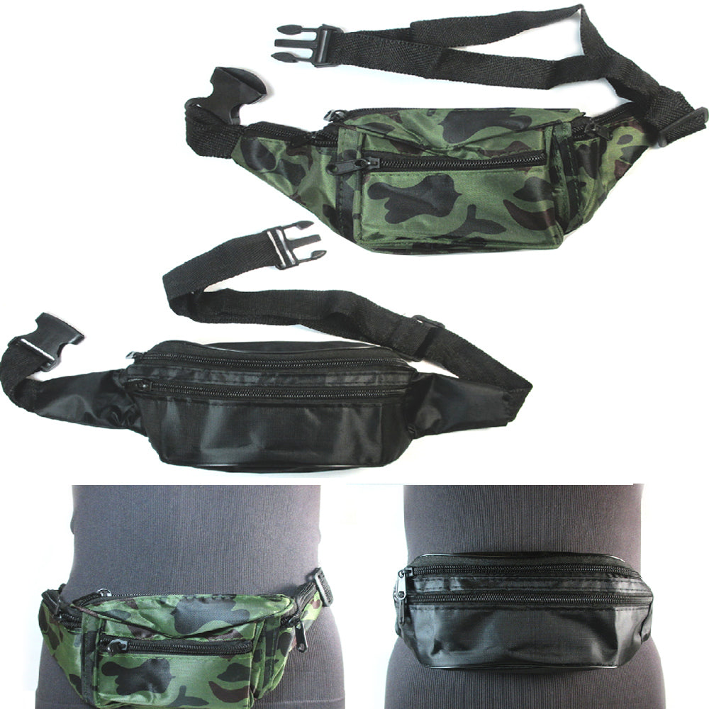 Waist Bag with 3 Pouch- Fanny Pack Black