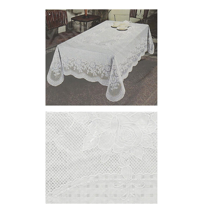 Vinyl White Tablecloth 60X90 Pvc Plastic Floral Party Print Easy Wipe Clean