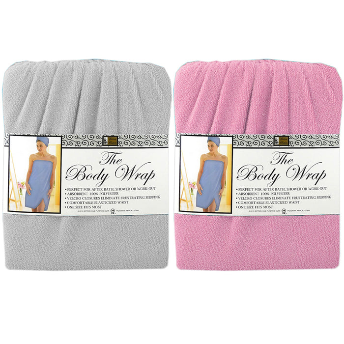 Women's Spa Body Towel Wrap with Hair Towel, Soft & Absorbent Lightweight  Bath Towel Cover Up for Shower with Adjustable Velcro Closure (Pink)