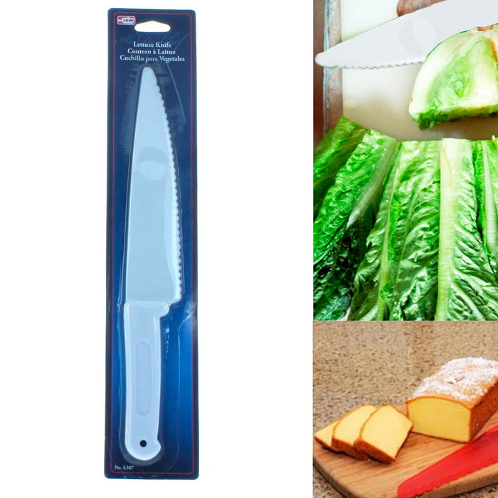 1pc Lettuce Knife Plastic Serrated Cut Bread Salad Cake Blade Utensil Chopper 7"