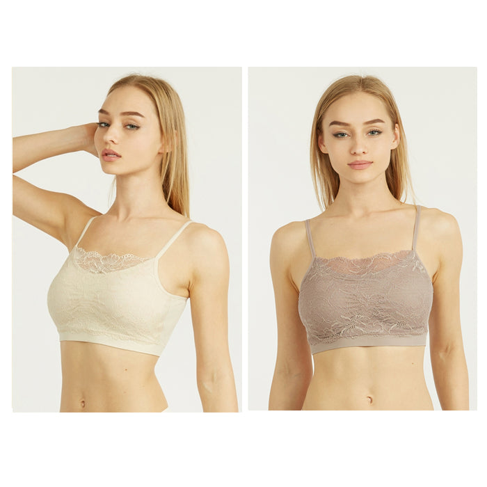 Top Lace Bra Cover Sports Bra with Front Lace Women's Seamless