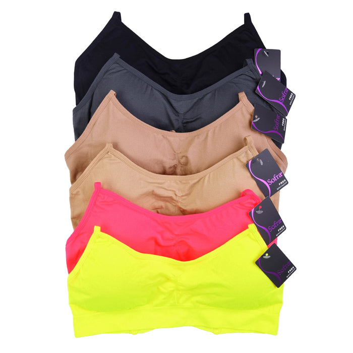 3 Pc Sports Bra Tank Shirred Front Light Pad Cup Seamless Active Wear Yoga Gym