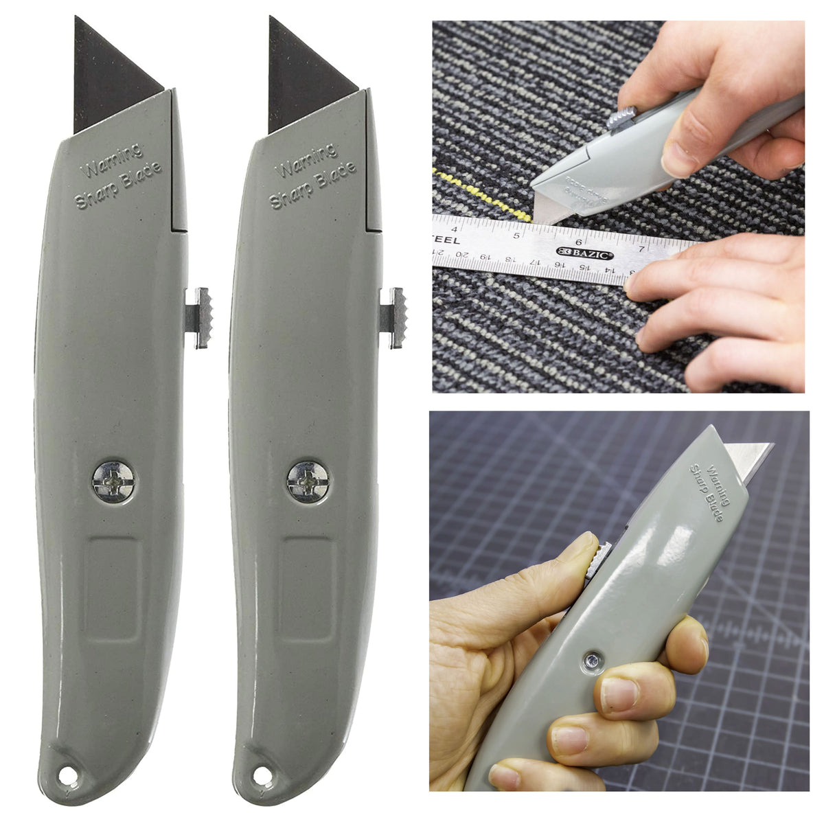 Stainless Steel Utility Knife Art Knive for Cutting Box Paper Cardboard  Retractable Box Knife Perfect for Home, Office