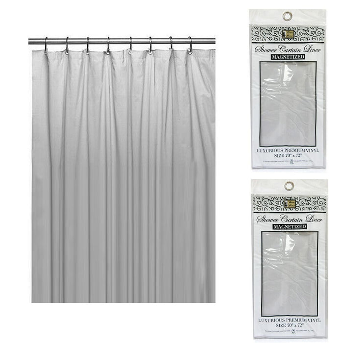 2 Pk Premium Bathroom Shower Curtain Liner Magnets Heavy Duty Vinyl Waterproof