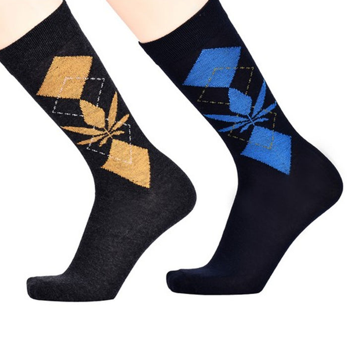 6 Pair Crew Socks Argyle Weed 420 Leaf Ganja Cotton Dress Casual Comfort 10-13