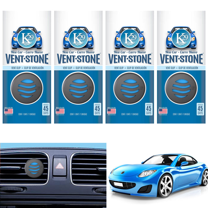 4 New Car Scent Air Freshener Clip Vent Stone Aroma Odor Eliminator Long Lasting