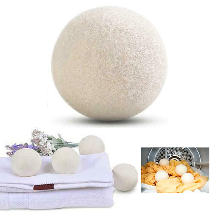 6 Pc Wool Dryer Balls Fabric Softener Laundry Natural Hypoallergenic Reusable