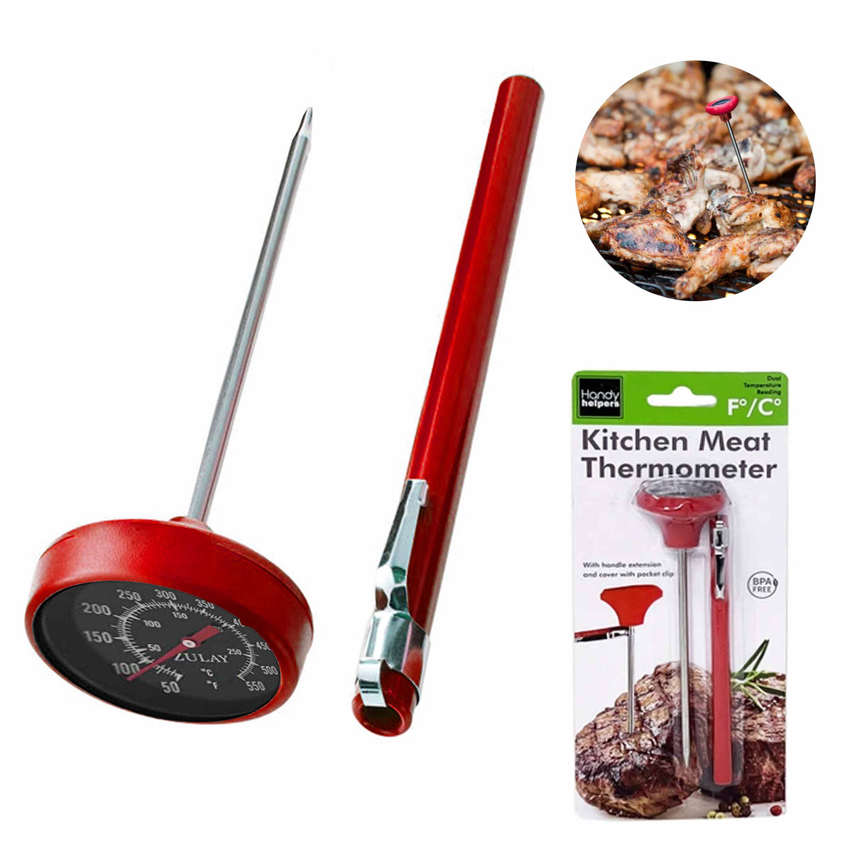 1 Pocket Clip Meat Thermometer Handle Food Grilling Cooking BBQ Smoker —  AllTopBargains