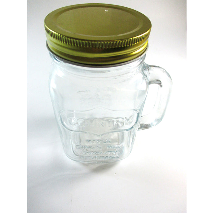 4 Mason Jar With Handle Mug Rustic Bridal Wedding Drinking Clear Glass 16oz  New