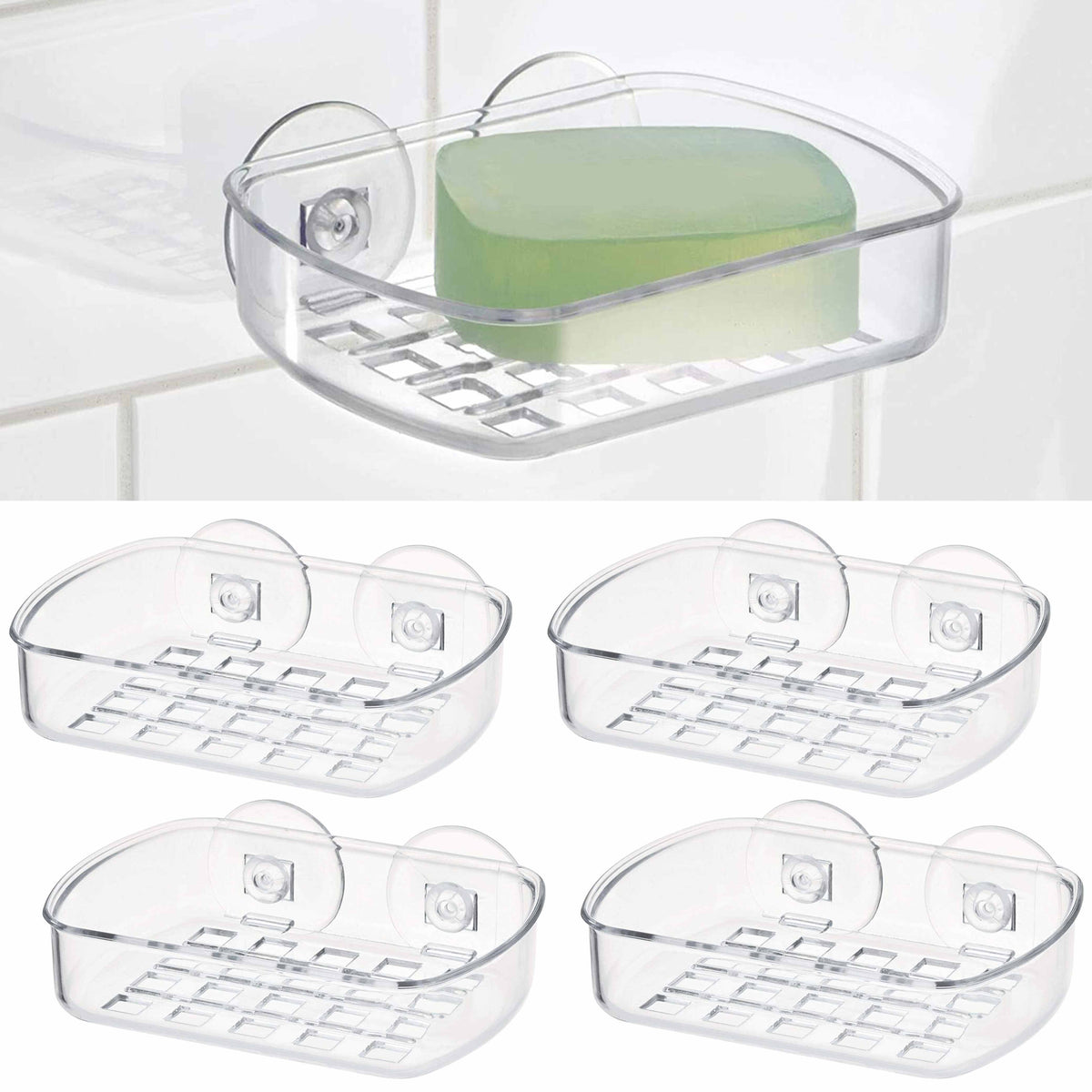 2 Pc Soap Saver Holder Suction Pads Soap Dish Bathtub Laundry