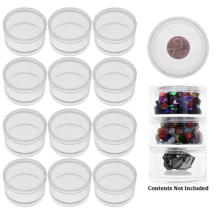 12 Empty Clear Jars 2" Cosmetic Screw-On Lid Travel Sample Cream Container Case