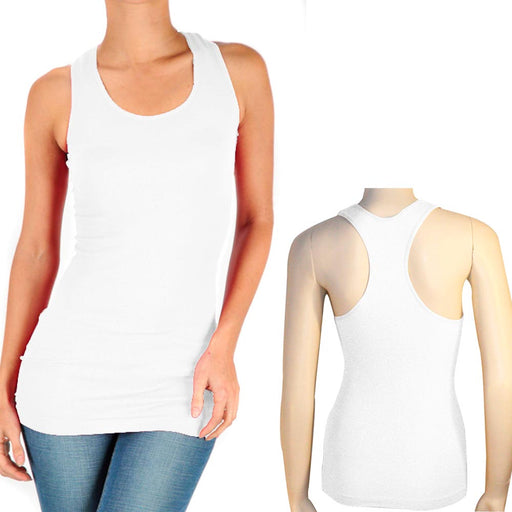 3 Women Seamless Cami White Racerback Tank Top Stretch Sleeveless Basi —  AllTopBargains