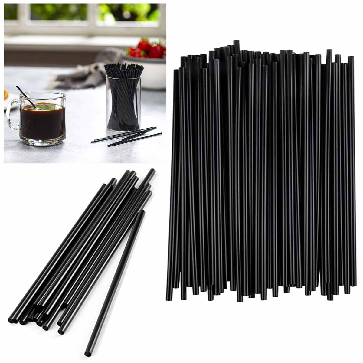 1000 Ct Stirrers Plastic Coffee Bar Black Straw Cocktail Sip Sticks Straws  5