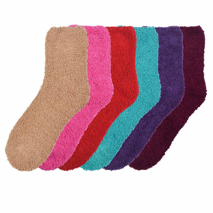 6 Pairs Fuzzy Socks Plush Soft Cozy Warm Slipper Ladies Women Colors 9-11