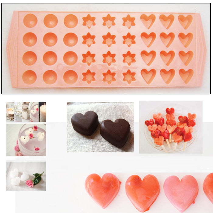 2 Pack Silicone Mold Mini Heart Shape Silicone Ice Cube Molds  Trays/Chocolate Mold, Pink 