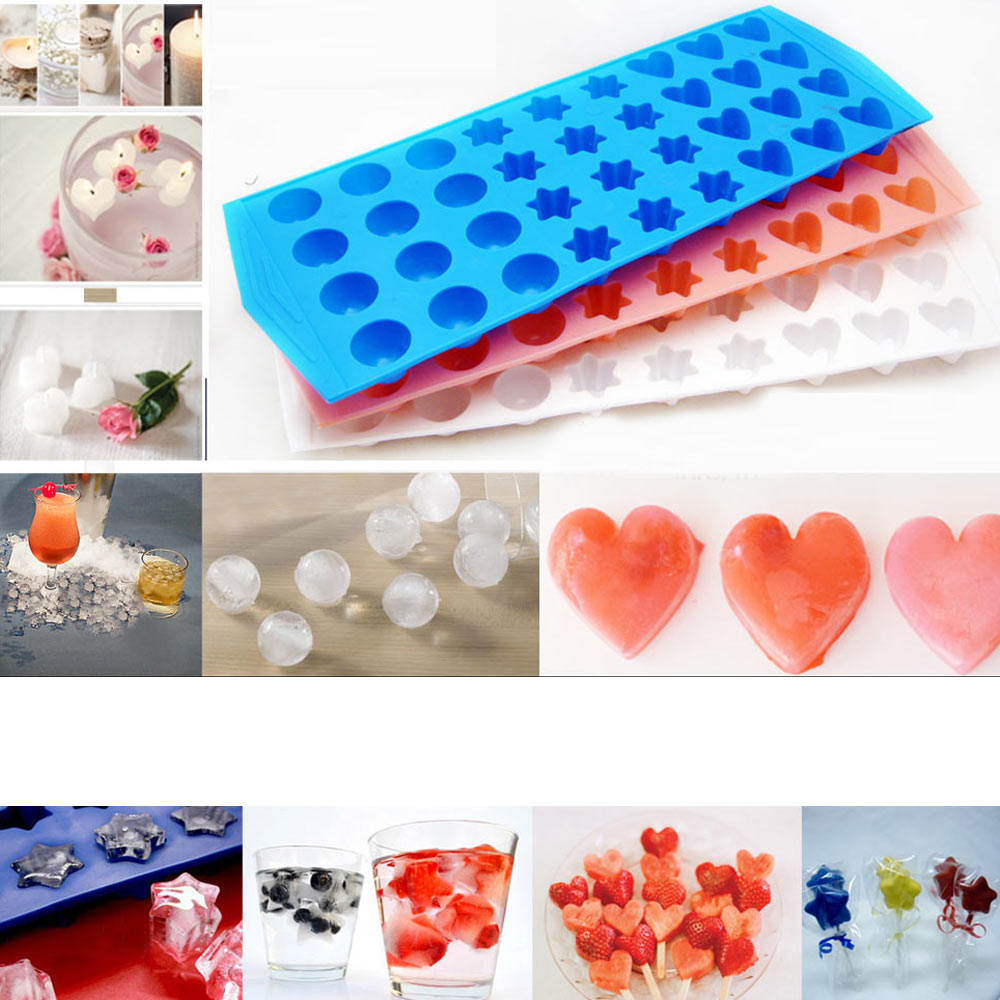 Heart Ice Cube Tray, Silicone Heart Shaped Ice Cube Molds, Candy Chocolate  Mold Ice Cube Maker Trays for Freezerrandom Color 