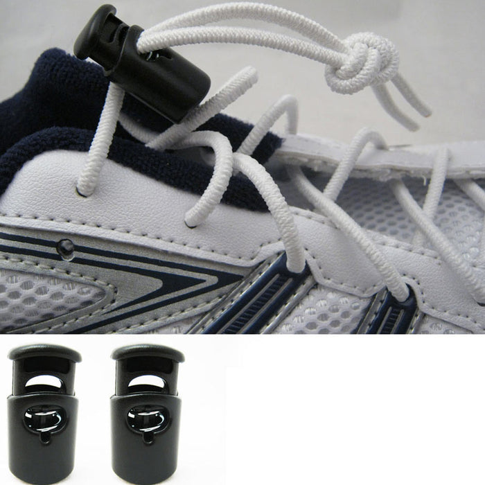 2 Shoe Lace Shoelace Buckle Rope Clamp Cord Lock Stopper Run Sports White New !!